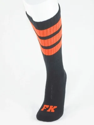 FK SPORT HIGH CALF STRIPED SOCKS<span> - </span>BLACK/ORANGE, O/S