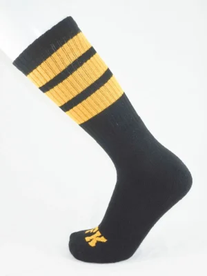FK SPORT HIGH CALF STRIPED SOCKS<span> - </span>BLACK/GOLD, O/S