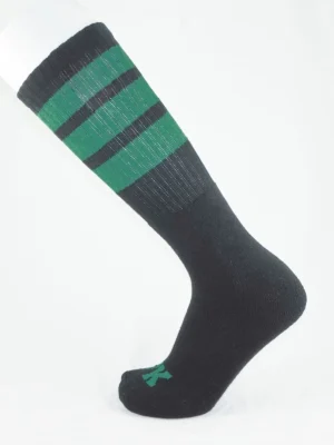FK SPORT HIGH CALF STRIPED SOCKS<span> - </span>BLACK/GREEN, O/S