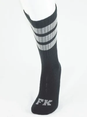 FK SPORT HIGH CALF STRIPED SOCKS<span> - </span>BLACK/GREY, O/S