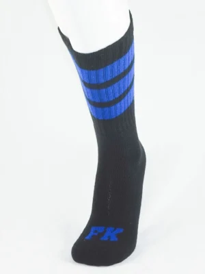 FK SPORT HIGH CALF STRIPED SOCKS<span> - </span>BLACK/BLUE, O/S