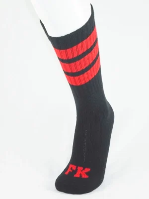 FK SPORT HIGH CALF STRIPED SOCKS<span> - </span>BLACK/RED, O/S