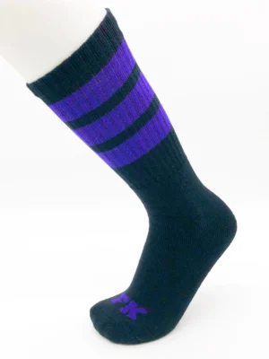 FK SPORT HIGH CALF STRIPED SOCKS<span> - </span>BLACK/PURPLE, O/S