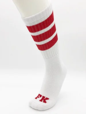 FK SPORT HIGH CALF STRIPED SOCKS<span> - </span>WHITE/RED, O/S