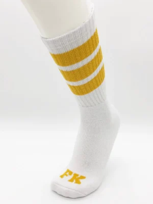 FK SPORT HIGH CALF STRIPED SOCKS<span> - </span>WHITE/GOLD, O/S
