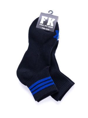 FK SPORT ANKLE SOCKS (2-PACKs)<span> - </span>O/S, Blk w Blu Stripe / Solid Blk