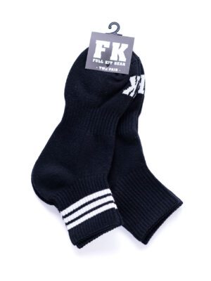 FK SPORT ANKLE SOCKS (2-PACKs)<span> - </span>O/S, Blk w Wht Stripe / Blk Solid