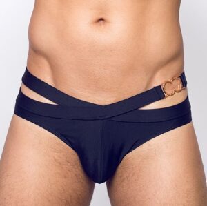 V20 BLK Label #3- Double Strap Swim Brief<span> - </span>Black, L