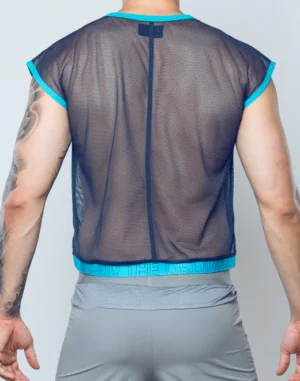 Neon Mesh Top<span> - </span>Navy, S