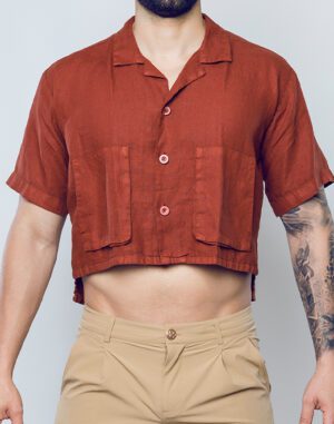 Cropped Linen Shirt<span> - </span>Bombay Brown, XS-M