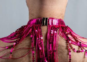 Rosa Quente Fringe Choker<span> - </span>HOTPINK, 17"