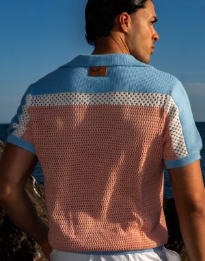 Aruba Polo Shirt<span> - </span>Blue/Peach, XL