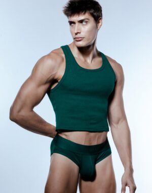Ribbed Cotton Crop Top-NEW COLOR-Emerald<span> - </span>Emerald, M