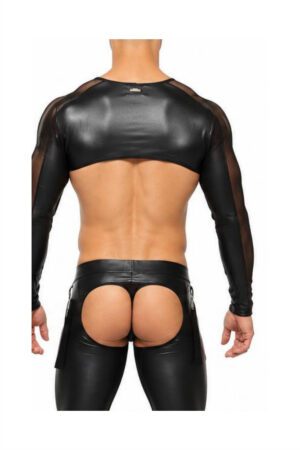 CAGE Long Sleeve Crop Top-PVC<span> - </span>Black, L